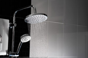 close up water flowing from shower bathroom 1